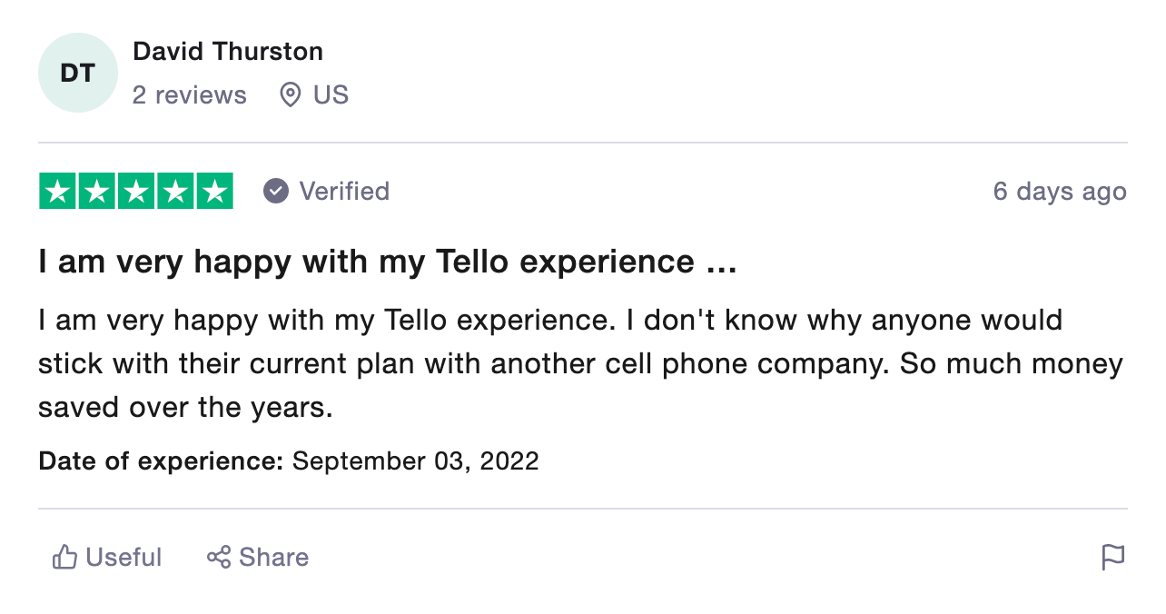 Tello review savings